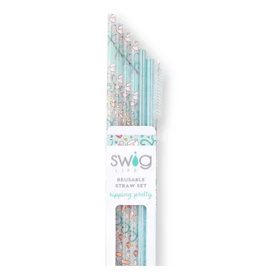 Set di cannucce riutilizzabili Scrub Life + Aqua Glitter