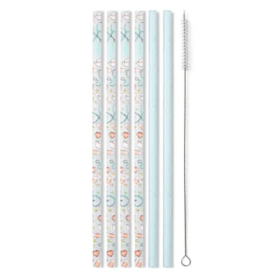 Set di cannucce riutilizzabili Scrub Life + Aqua Glitter