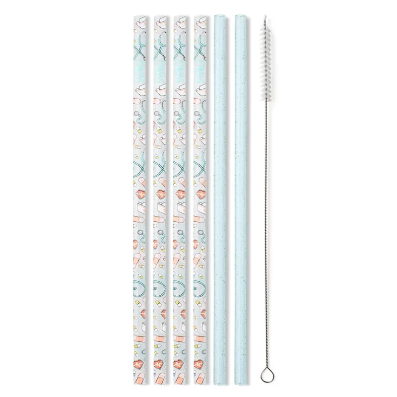 Set de pailles réutilisables Scrub Life + Aqua Glitter